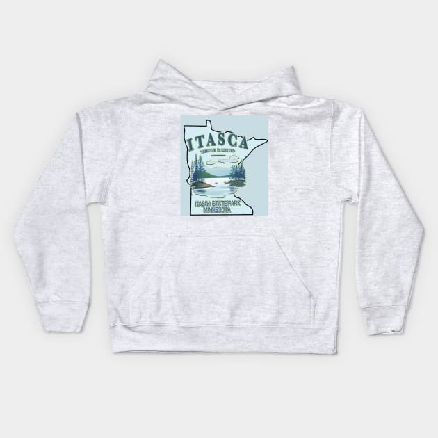 Funny Itasca State Park Minnesota Vintage Travel Decal Kids Hoodie by masterpiecesai